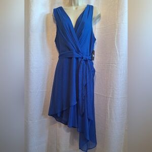 NWT DKNY Sleeveless High Low Dress Royal Blue, Size 12 (B9)
